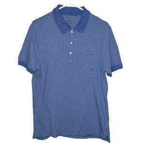 J Crew mens blue white stripe stretch polo shirt size m